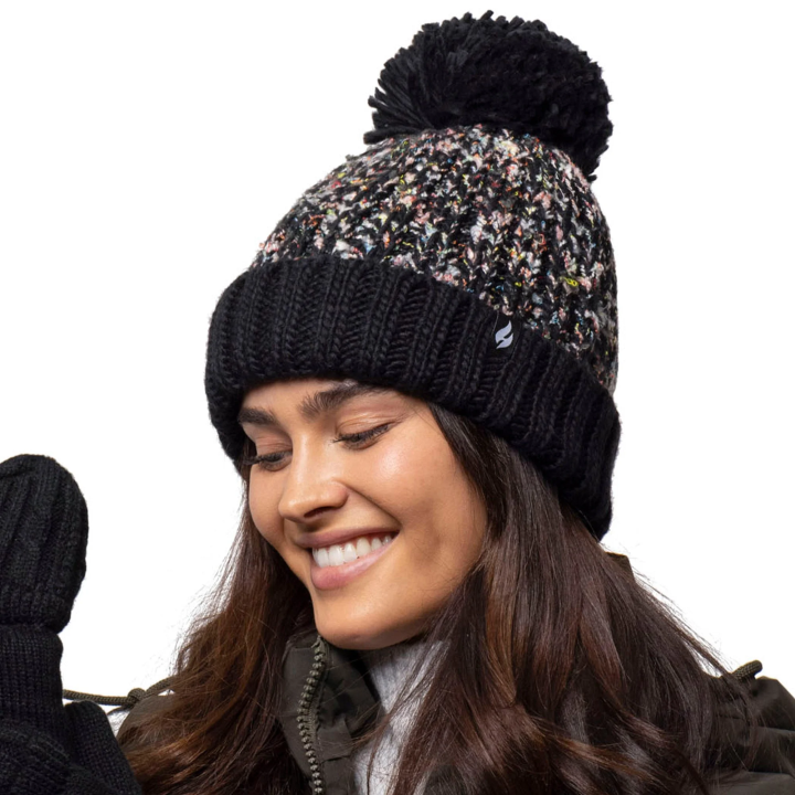 Bonnet à pompon Eidda Femme — Noir
