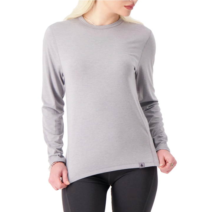 Haut thermique Céline manches longues Femme — Gris argenté