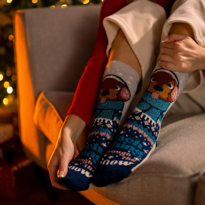 Chaussettes de Noël Lite Femme — Teckels dans la neige