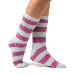 Chaussettes Lite Bologna à rayures Femme — Gris clair et framboise