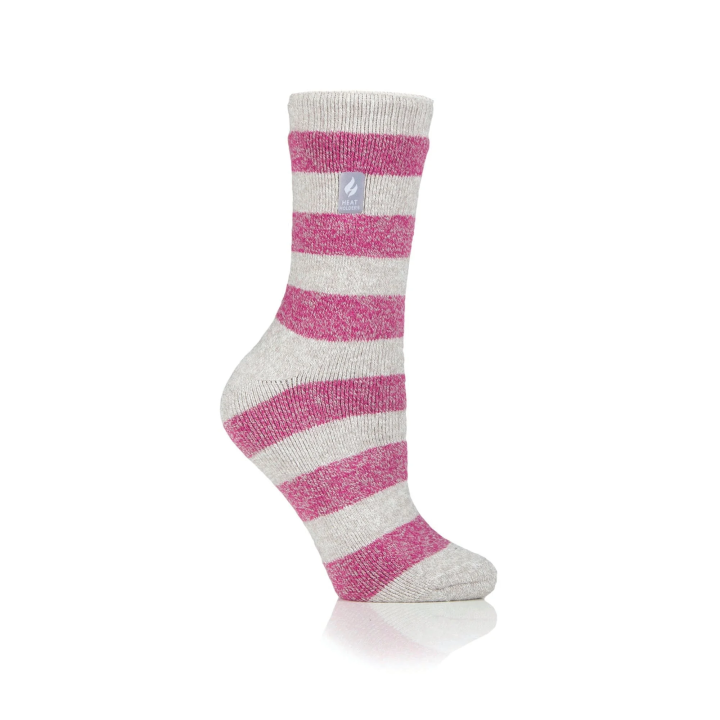 Chaussettes Lite Bologna à rayures Femme — Gris clair et framboise