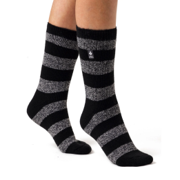 Chaussettes Lite Bologna à larges rayures Femme — Noir et blanc
