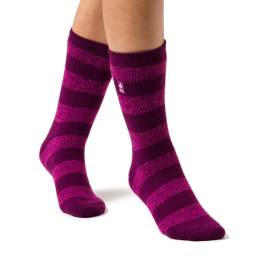 Chaussettes Lite Bologna à larges rayures Femme — Fuchsia et framboise