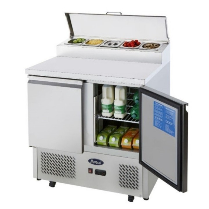 SALADETTE GN1/1 CAPOT INOX - 2 OU 3 PORTES - PLAN TRAVAIL 285 OU 436 MM