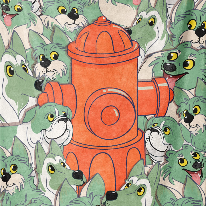 Plaid thermique polaire 127 x 178 cm — Vert matcha, motif chiens